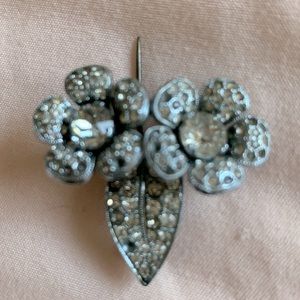 Vintage Floral CZ Silver Hat Pin
